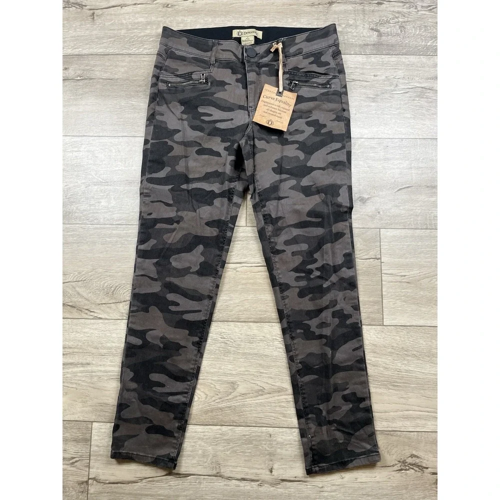 Democracy Jeans Womens 8 Gray Camo Ab Technology Skinny Ankle Stretch Pants